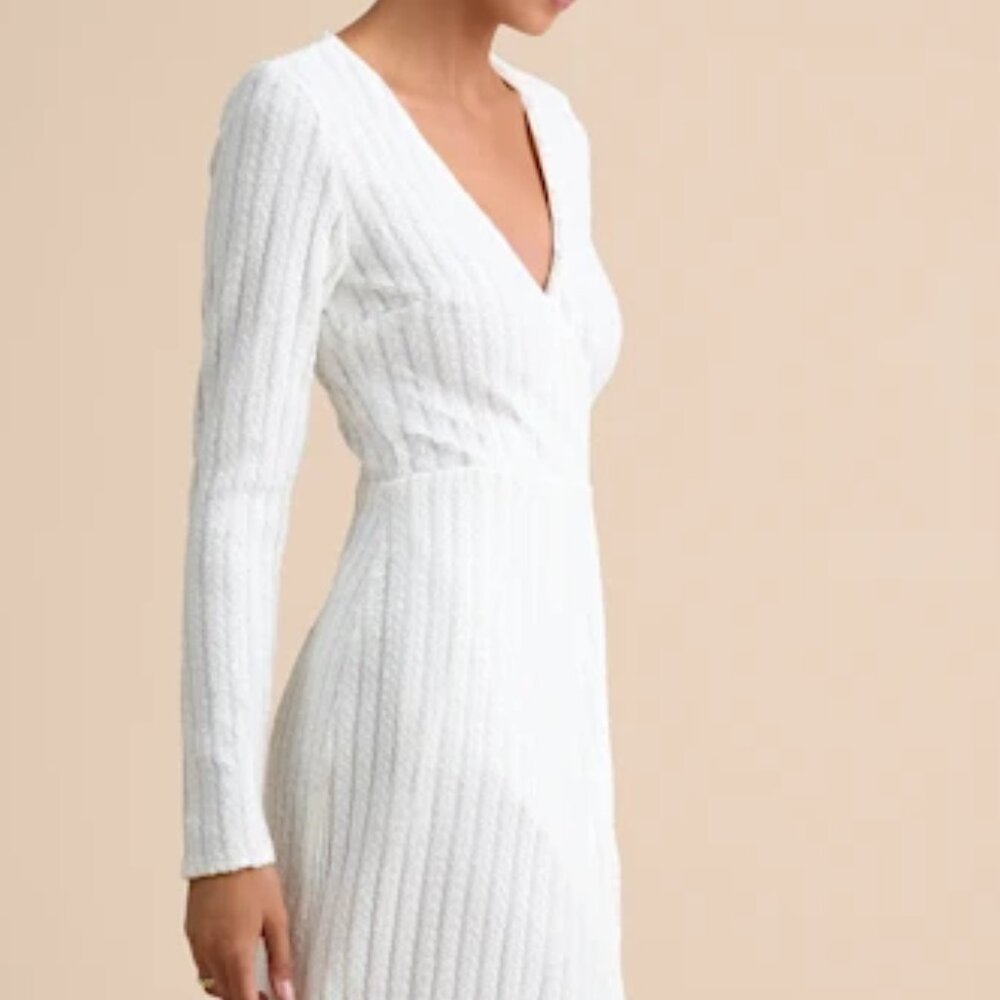 White Sequin Long Sleeve Maxi Dress